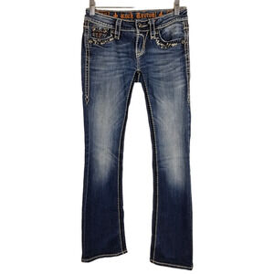 Rock Revival Buckle Whiskering Distressed Women's Boot Cut Jeans 25